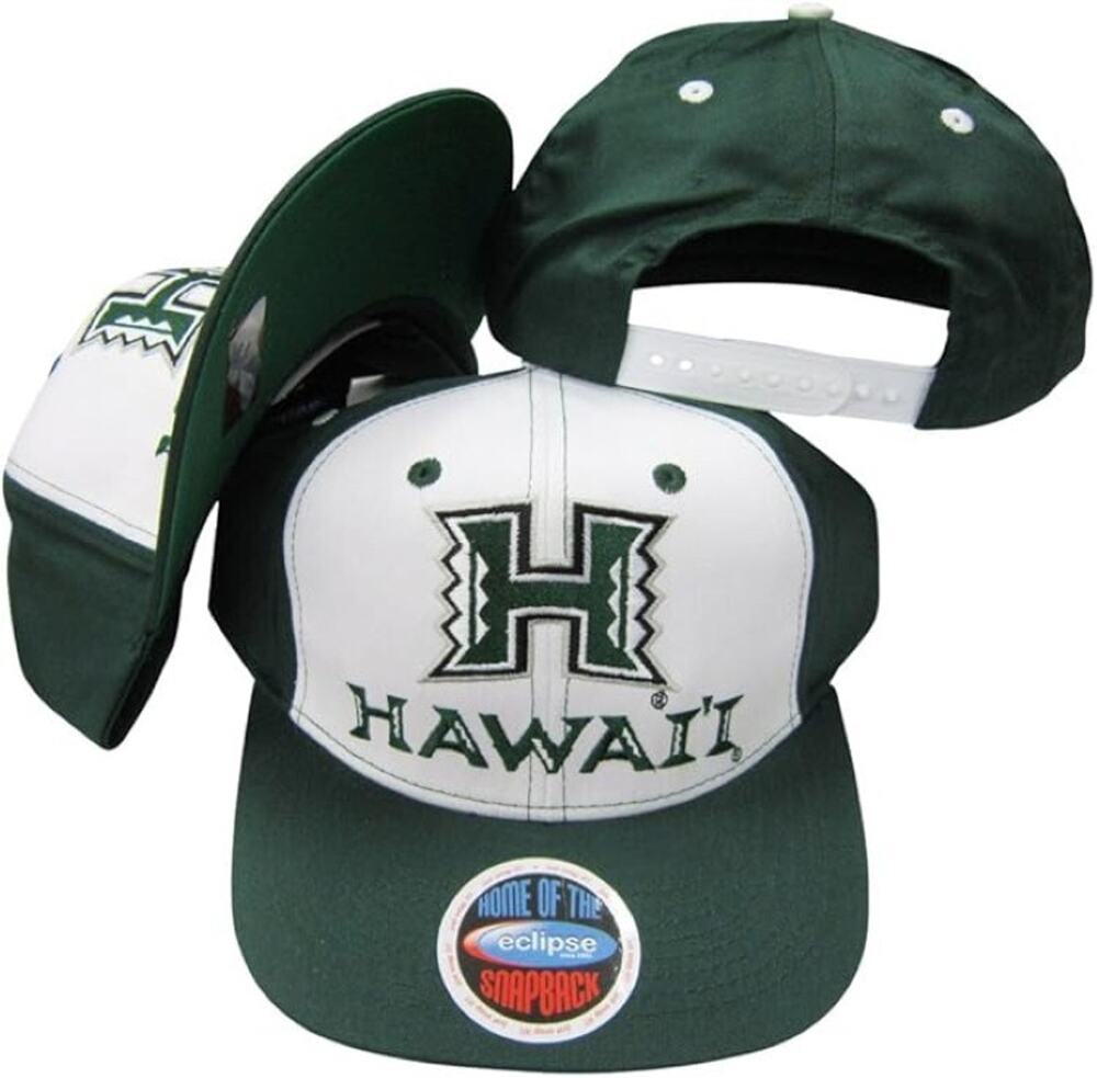 Vintage Hawaii Rainbow Warriors Stack White Eclipse Adjustable Snapback Hat -NWT
